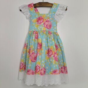 Eleanor Rose Margaret Dress Floral Eyelet 4/5